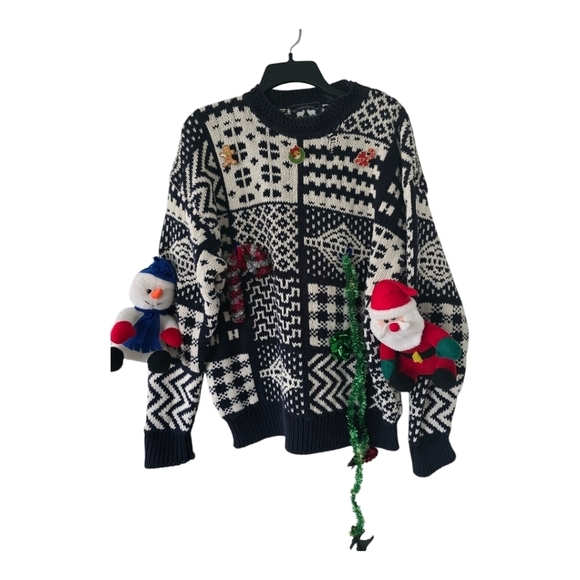 Woods & Gray Ugly Sweater Mens 2XL Chunky Chrismas Art To Wear Vintage  Heavy - Picture 1 of 16